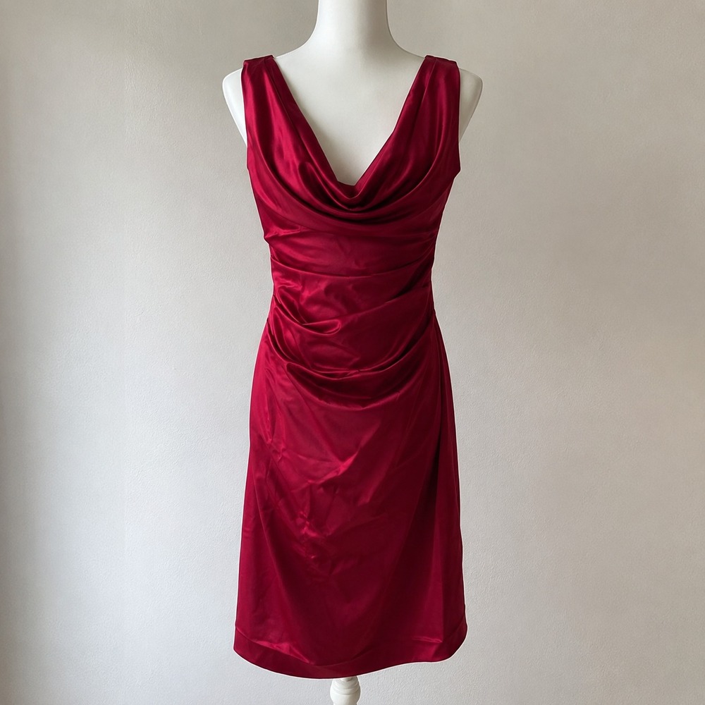 Davids Bridal Red Cocktail Dress 6 Satin Hollywood Glam Dark Romance Coquette